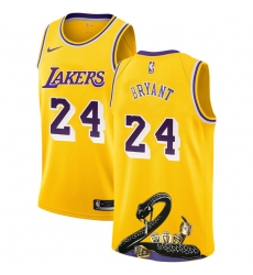 Lakers 24 Kobe Bryant Yellow Nike R I P Swingman Fashion Jersey