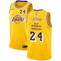 Lakers 24 Kobe Bryant Yellow Nike R I P Swingman Jersey