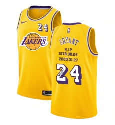 Lakers 24 Kobe Bryant Yellow R I P Signature Swingman Jersey
