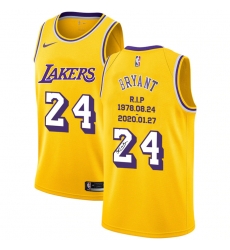 Lakers 24 Kobe Bryant Yellow R I P Signature Swingman Jerseys
