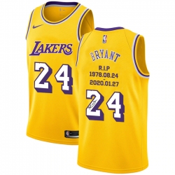 Lakers 24 Kobe Bryant Yellow R I P Signature Swingman Jerseys