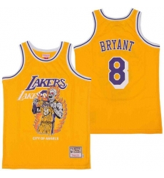 Lakers 8 Kobe Bryant Yellow Hardwood Classics Skull Edition Jersey