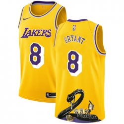 Lakers 8 Kobe Bryant Yellow Nike R I P Swingman Fashion Jersey 7