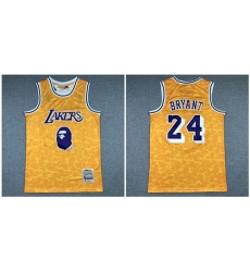 Lakers Bape 24 Kobe Bryant Yellow 1996 97 Hardwood Classics Jersey