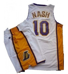 Los Angeles Lakers 10 Steve Nash White Revolution 30 Swingman NBA Jersey & Shorts Suit