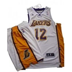 Los Angeles Lakers 12# Dwight Howard White Revolution 30 Swingman NBA Jersey & Shorts Suit