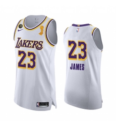Los Angeles Lakers 2020 NBA Finals Champions LeBron James White Social justice Jersey Association