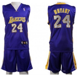 Los Angeles Lakers 24 Kobe Bryant Purple Jerseys&Shorts