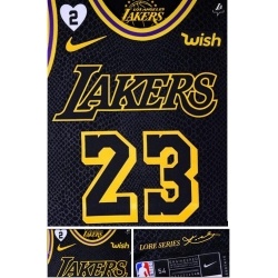 Men Lakers 23 Lebron James 2 Patch Kobe Bryant and his daughter black jersey