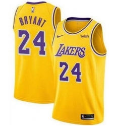 Men Lakers 24 Kobe Bryant Yellow Nike Swingman Sponsor Logo Jersey