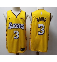 Men Lakers 3 Anthony Davis Yellow City Edition Jersey