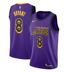 Men Lakers 8 Kobe Bryant Purple strips Nike City Edition Swingman Jersey