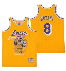 Men Lakers 8 Kobe Bryant Skull Edition Yellow Throwback Jersey