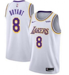 Men Lakers 8 Kobe Bryant White Nike Swingman Sponsor Logo Jersey