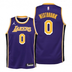 Men Lakers Russell Westbrook 2021 statement edition youth purple jersey