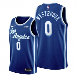 Men Lakers Russell Westbrook 2021 trade blue classic edition jersey