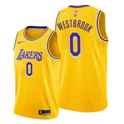 Men Lakers Russell Westbrook 2021 trade gold icon edition jersey