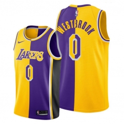 Men Lakers Russell Westbrookgold purple split edition jersey