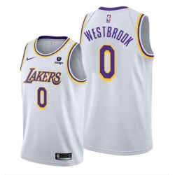 Men Los Angeles Lakers 0 Russell Westbrook Bibigo White Stitched Basketball Jersey