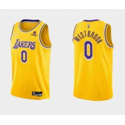 Men Los Angeles Lakers 0 Russell Westbrook Bibigo Yellow Stitched Basketball Jersey