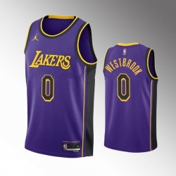 Men Los Angeles Lakers 0 Russell Westbrook Statement Edition Purple Stitched Basketball Jersey