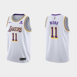 Men Los Angeles Lakers 11 Malik Monk White Stitched Jersey
