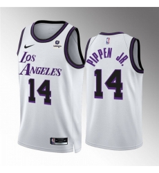 Men Los Angeles Lakers 14 Scottie Pippen Jr  White City Edition Stitched Basketball Jersey