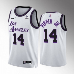 Men Los Angeles Lakers 14 Scottie Pippen Jr  White City Edition Stitched Basketball Jersey