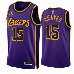 Men Los Angeles Lakers 15 Austin Reaves Purple 2022 23 Statement Edition With NO 6 Patch Stitched Basketball Jersey