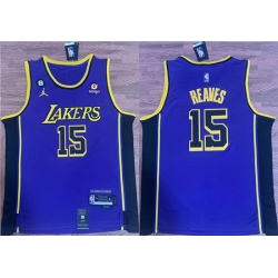 Men Los Angeles Lakers 15 Austin Reaves Purple With NO 6 Patch Stitched Basketball Jersey