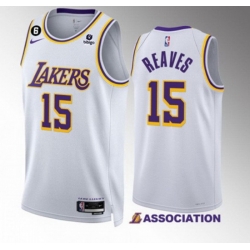 Men Los Angeles Lakers 15 Austin Reaves White Association Edition With NO 6 Patch Stitched Basketball Jersey