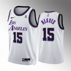 Men Los Angeles Lakers 15 Austin Reaves White City Edition Stitched Basketball Jersey