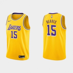 Men Los Angeles Lakers 15 Austin Reaves Yellow Stitched Jersey