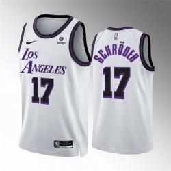Men Los Angeles Lakers 17 Dennis Schroder White City Edition Stitched Basketball Jersey