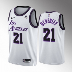 Men Los Angeles Lakers 21 Patrick Beverley White City Edition Stitched Basketball Jersey