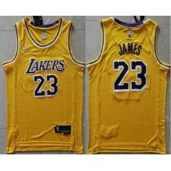 Men Los Angeles Lakers 23 LeBron James 75th Anniversary Diamond Gold 2021 Stitched Jersey