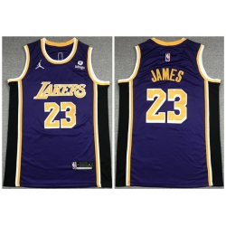 Men Los Angeles Lakers 23 LeBron James Bibigo Purple Stitched Basketball Jersey