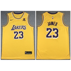Men Los Angeles Lakers 23 LeBron James Bibigo Yellow Stitched Basketball Jersey