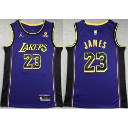 Men Los Angeles Lakers 23 LeBron James Purple Stitched Basketball Jersey