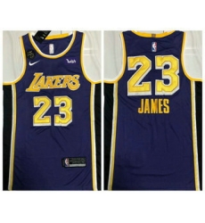 Men Los Angeles Lakers 23 LeBron James Purple With KB Patch NEW 2021 Nike Wish AU Stitched NBA Jersey
