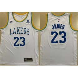 Men Los Angeles Lakers 23 LeBron James White Stitched Basketball Jersey