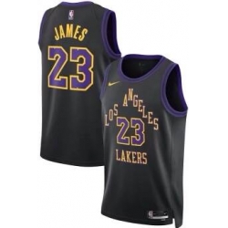 Men Los Angeles Lakers 23 Lebron James Black 2023 24 City Edition Stitched Basketball Jersey