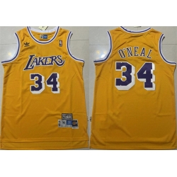 Men Los Angeles Lakers  2334 Shaquille O'Neal Yellow Throwback Basketball Jersey