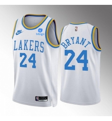 Men Los Angeles Lakers 24 Kobe Bryant 2022 23 White Classic Edition Stitched Basketball Jersey