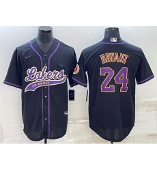 Men Los Angeles Lakers 24 Kobe Bryant Black Cool Base Stitched Baseball Jersey