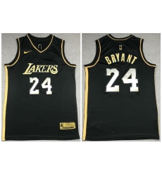 Men Los Angeles Lakers 24 Kobe Bryant Black Gold 2021 Nike Swingman Jersey