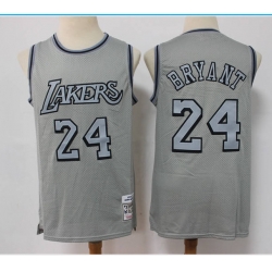 Men Los Angeles Lakers 24 Kobe Bryant Grey Throwback Stitched Basketball Jersey