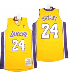 Men Los Angeles Lakers 24 Kobe Bryant Yellow 2008 09 Throwback Jerseys