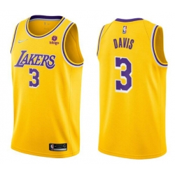 Men Los Angeles Lakers 3 Anthony Davis Bibigo Yellow Stitched Basketball Jersey