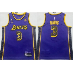 Men Los Angeles Lakers 3 Anthony Davis Purple With NO 6 Patch Stitched Basketball Jersey